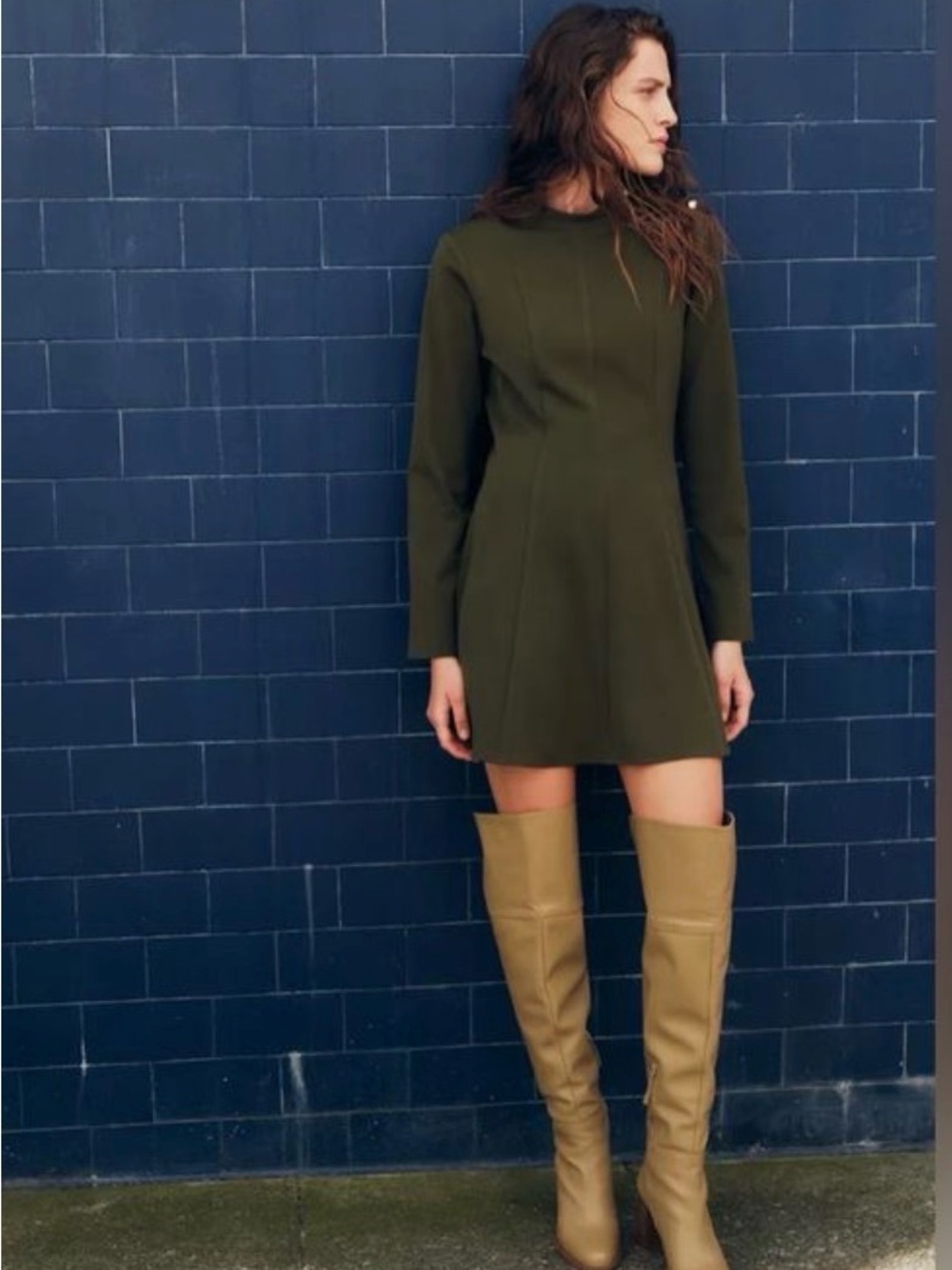 Zara Women’s Army Green Long Sleeve Dress Size Small